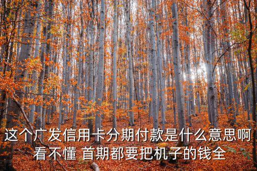 廣發(fā)消費(fèi)分期是什么，這個(gè)廣發(fā)信用卡分期付款是什么意思啊 看不懂 首期都要把機(jī)子的錢全