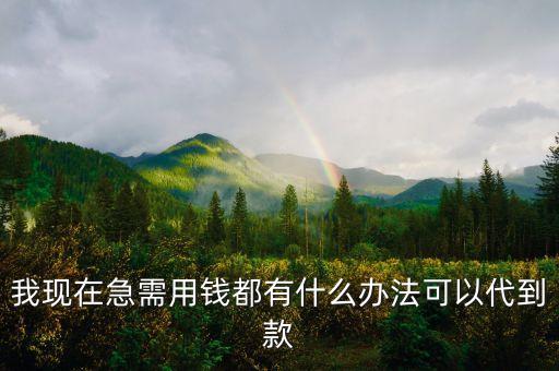 我現(xiàn)在急需用錢都有什么辦法可以代到款