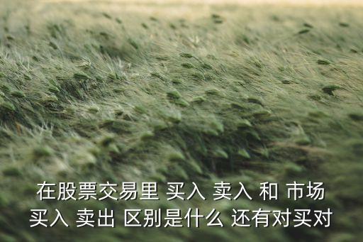 在股票交易里 買入 賣入 和 市場(chǎng)買入 賣出 區(qū)別是什么 還有對(duì)買對(duì)