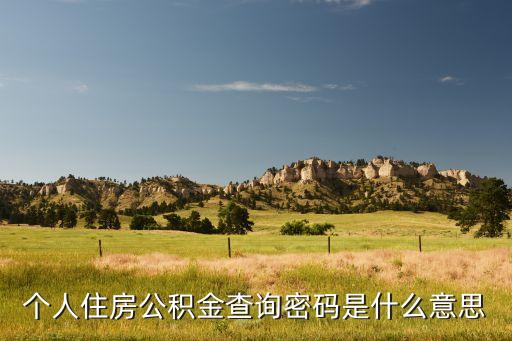 個人住房公積金查詢密碼是什么意思