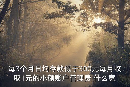 小額賬務(wù)管理費(fèi)是什么意思，銀行的小額管理費(fèi)是什么意思