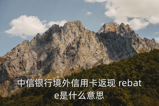 中信銀行境外信用卡返現(xiàn) rebate是什么意思
