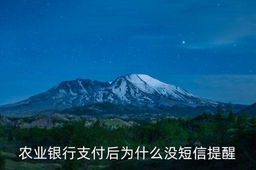 農(nóng)業(yè)銀行支付后為什么沒(méi)短信提醒