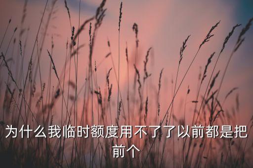 為什么臨時(shí)額度不能用，為什么我臨時(shí)額度用不了了以前都是把前個(gè)