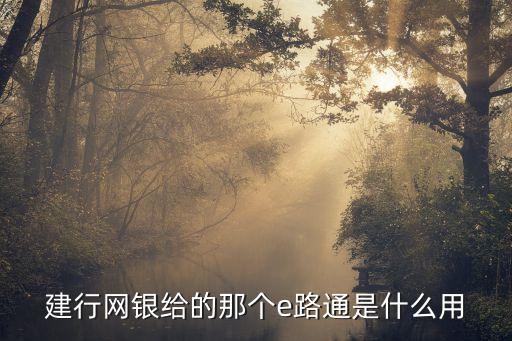 建行網(wǎng)銀給的那個(gè)e路通是什么用
