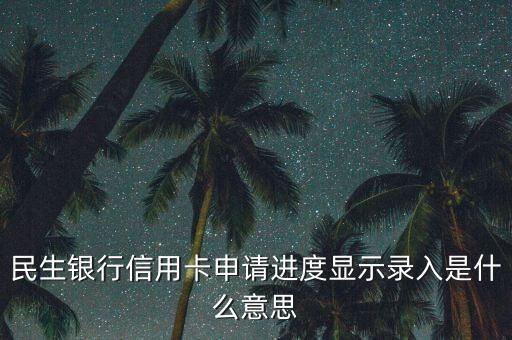 民生銀行信用卡申請進(jìn)度顯示錄入是什么意思