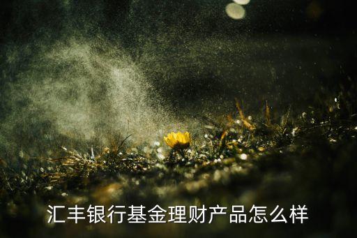匯豐銀行基金理財產(chǎn)品怎么樣