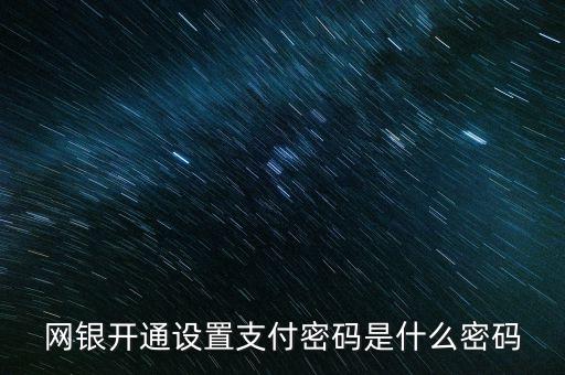 網(wǎng)銀開通設(shè)置支付密碼是什么密碼