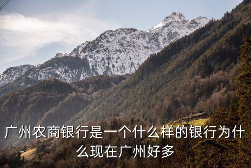 廣州農(nóng)商銀行是一個什么樣的銀行為什么現(xiàn)在廣州好多