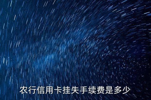 農(nóng)行信用卡掛失手續(xù)費是多少