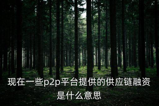現(xiàn)在一些p2p平臺(tái)提供的供應(yīng)鏈融資是什么意思