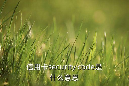 信用卡security code是什么意思
