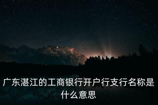 工商銀行開戶支行名稱是什么意思，廣東湛江的工商銀行開戶行支行名稱是什么意思