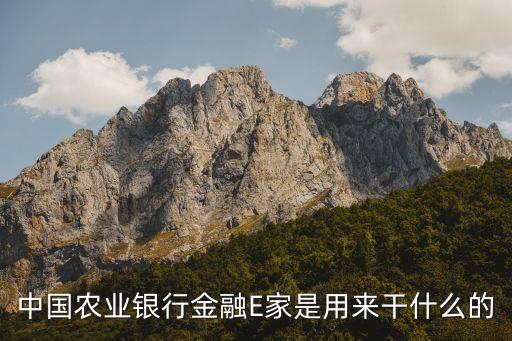 農(nóng)行的金融e站有什么用，中國農(nóng)業(yè)銀行金融E家是用來干什么的