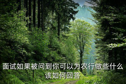 面試如果被問到你可以為農(nóng)行做些什么該如何回答