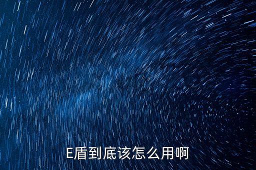 E盾到底該怎么用啊