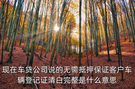 現(xiàn)在車貸公司說的無需抵押保證客戶車輛登記證清白完整是什么意思