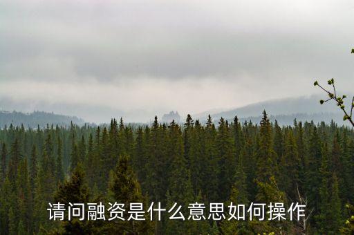 請問融資是什么意思如何操作