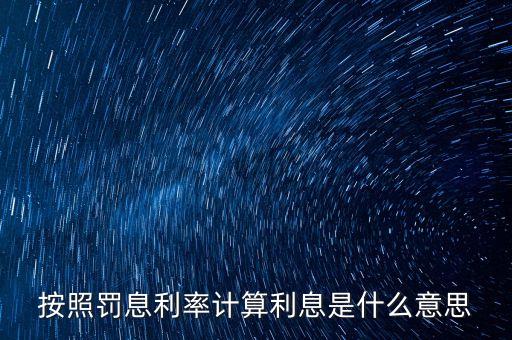 按照罰息利率計算利息是什么意思