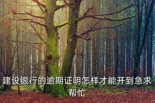 建設(shè)銀行的逾期證明怎樣才能開到急求幫忙
