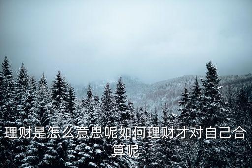理財是怎么意思呢如何理財才對自己合算呢