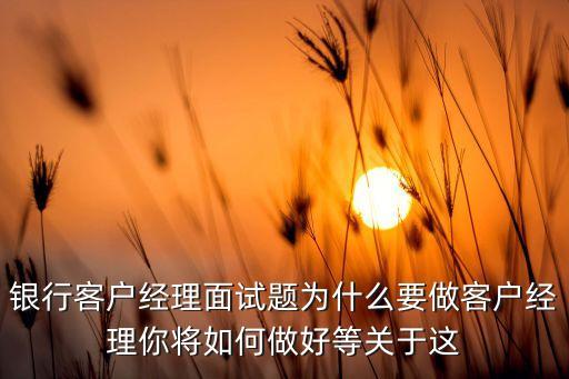 銀行客戶經(jīng)理面試題為什么要做客戶經(jīng)理你將如何做好等關(guān)于這