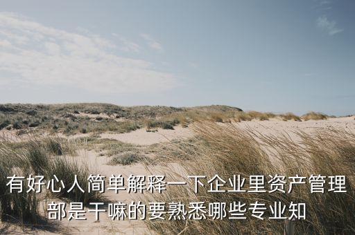 有好心人簡單解釋一下企業(yè)里資產(chǎn)管理部是干嘛的要熟悉哪些專業(yè)知