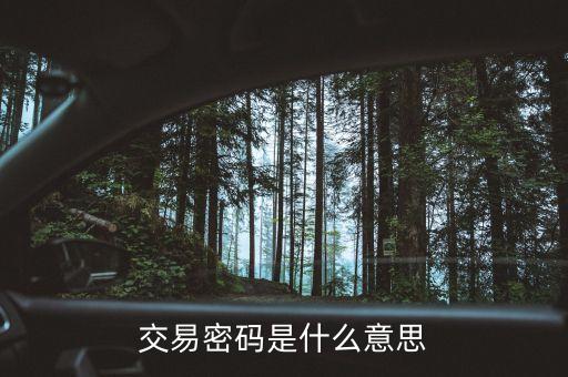 交易密碼是什么意思