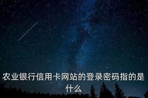 農(nóng)業(yè)銀行信用卡網(wǎng)站的登錄密碼指的是什么