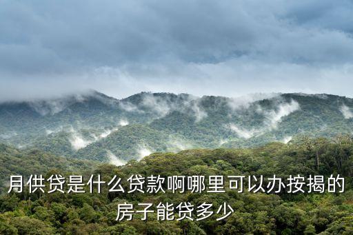 什么叫月供貸，月供貸是什么貸款啊哪里可以辦按揭的房子能貸多少