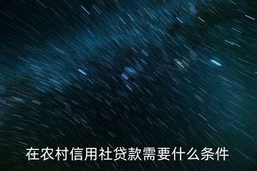 在農(nóng)村信用社貸款需要什么條件