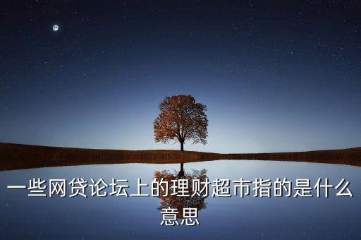 一些網(wǎng)貸論壇上的理財(cái)超市指的是什么意思