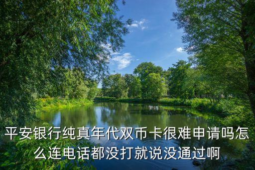 平安銀行純真年代雙幣卡很難申請(qǐng)嗎怎么連電話都沒打就說沒通過啊