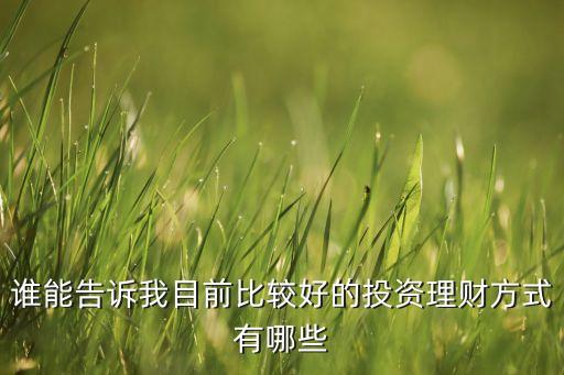 什么金融理財(cái)最合適，誰能告訴我目前比較好的投資理財(cái)方式有哪些