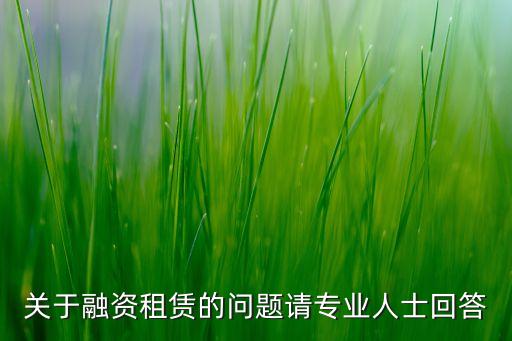 關(guān)于融資租賃的問題請專業(yè)人士回答