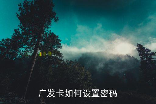廣發(fā)卡如何設(shè)置密碼