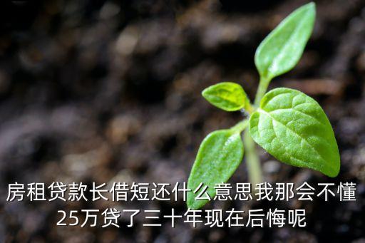 房租貸款長借短還什么意思我那會不懂25萬貸了三十年現(xiàn)在后悔呢