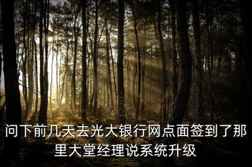 光大系統(tǒng)更新什么情況，問下前幾天去光大銀行網(wǎng)點(diǎn)面簽到了那里大堂經(jīng)理說系統(tǒng)升級