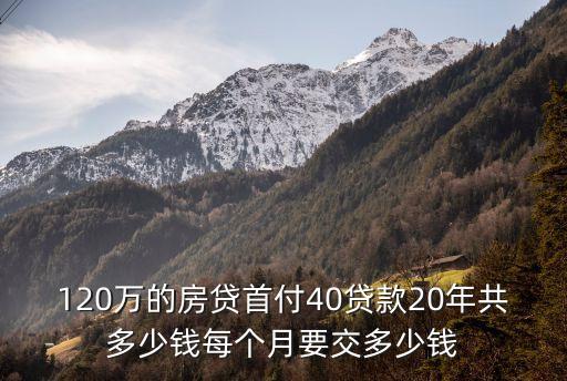 120萬的房貸首付40貸款20年共多少錢每個(gè)月要交多少錢