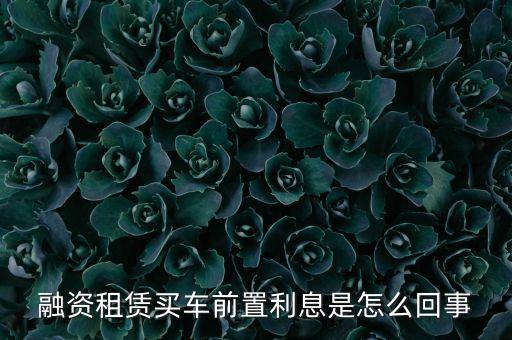 融資租賃買車前置利息是怎么回事