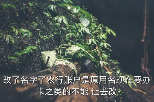 改了名字了農(nóng)行賬戶是原用名現(xiàn)在要辦卡之類的不能 讓去改