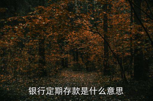 銀行定期存款是什么意思