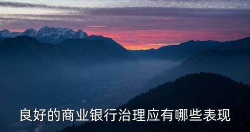 良好的商業(yè)銀行治理應有哪些表現