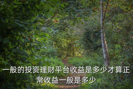 一般的投資理財平臺收益是多少才算正常收益一般是多少