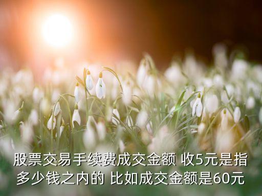 股票交易手續(xù)費(fèi)成交金額 收5元是指多少錢之內(nèi)的 比如成交金額是60元