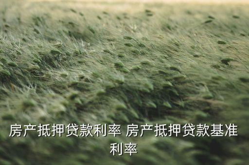 房產(chǎn)抵押貸款利率 房產(chǎn)抵押貸款基準利率