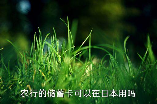 農(nóng)行的儲蓄卡可以在日本用嗎