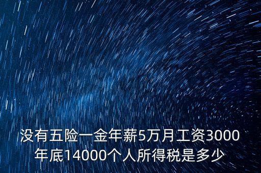沒有五險一金年薪5萬月工資3000年底14000個人所得稅是多少