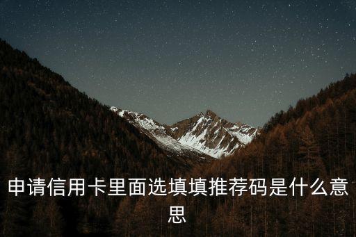 信用卡推薦碼什么意思，申請(qǐng)信用卡里面選填填推薦碼是什么意思