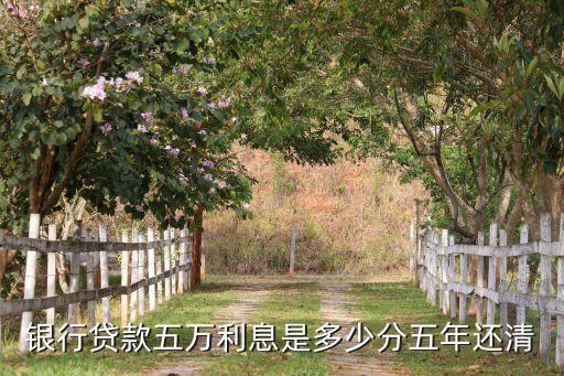 銀行貸款五萬利息是多少分五年還清